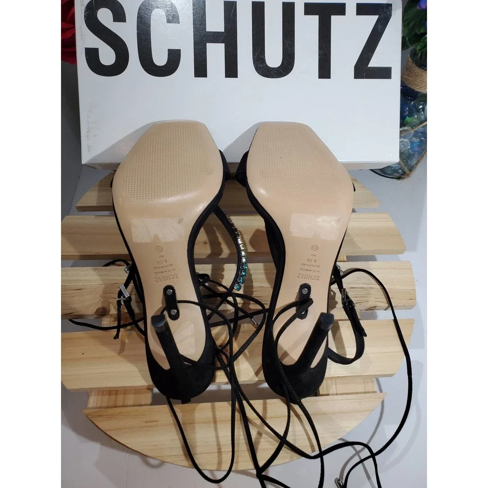 Schutz Vicki crystal leather sandals‎